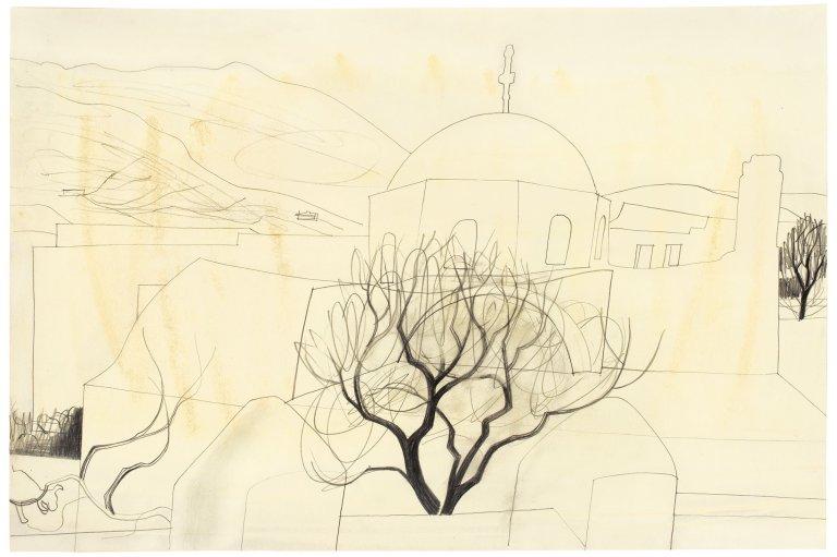 Auf diesem Bild ist das folgende Kunstwerk zu sehen: Ben Nicholson. „Paros with goat“. 1959.