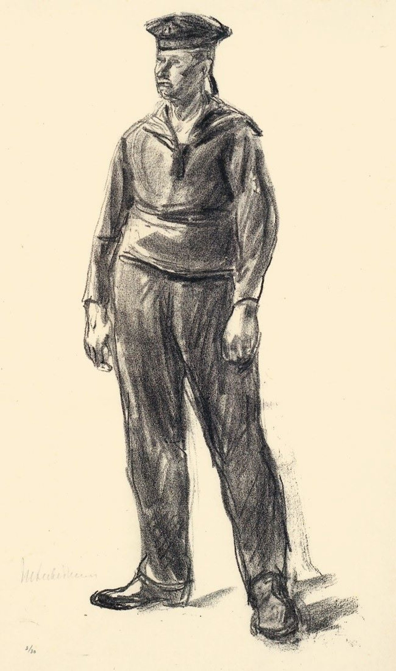 This picture shows the following artwork: Max Liebermann. „Matrose“ / „Kirschinew“ / „Einzug der Russen“ / „Herkules-Hindenburg“ / „Krieg auf Erden