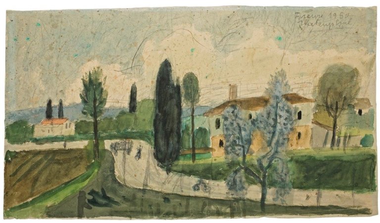 Auf diesem Bild ist das folgende Kunstwerk zu sehen: Max Peiffer Watenphul. „Haus bei Florenz II“. 1950.