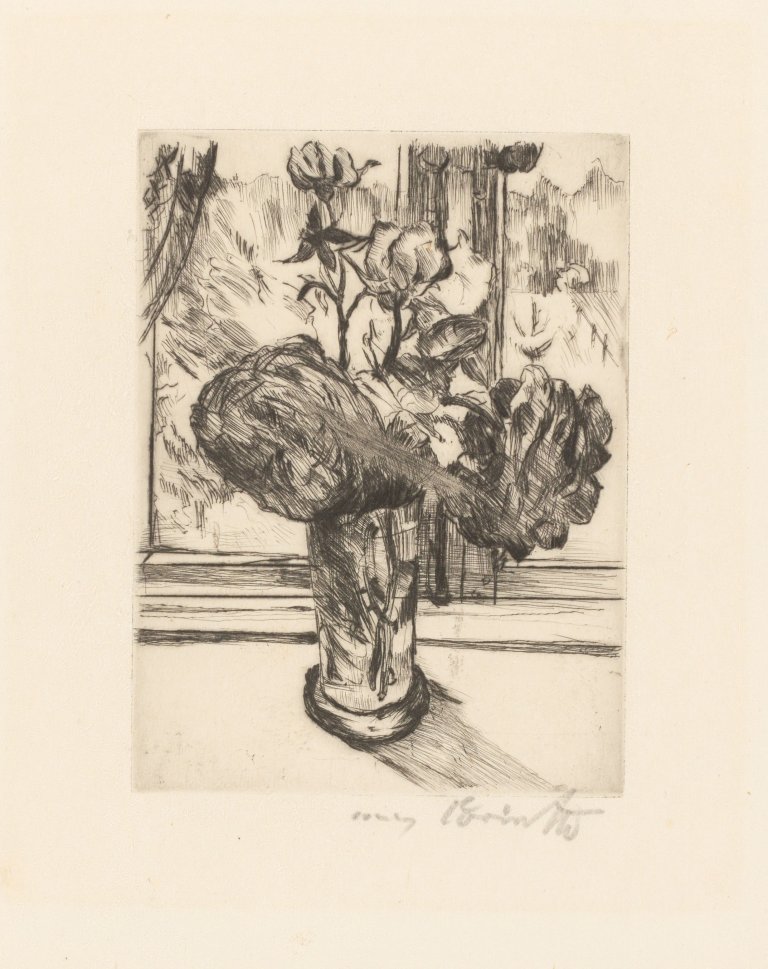 This picture shows the following artwork: Lovis Corinth. „Rosen in einem Wasserglas“. 1916.