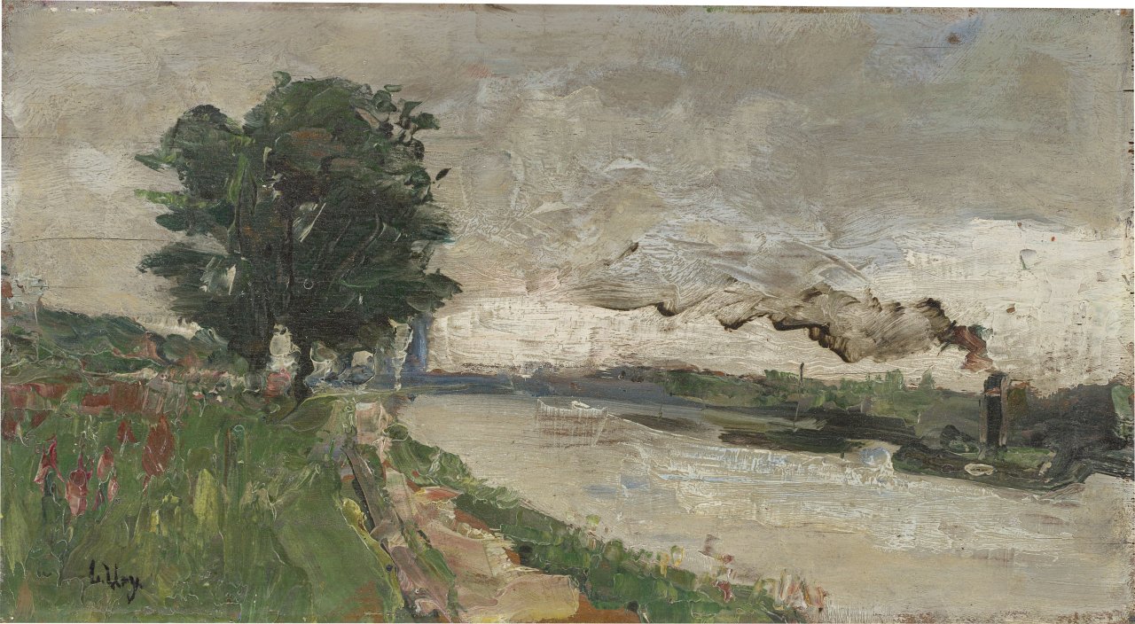 Auf diesem Bild ist das folgende Kunstwerk zu sehen: Lesser Ury. „Blick auf den Rhein“. Um 1924.