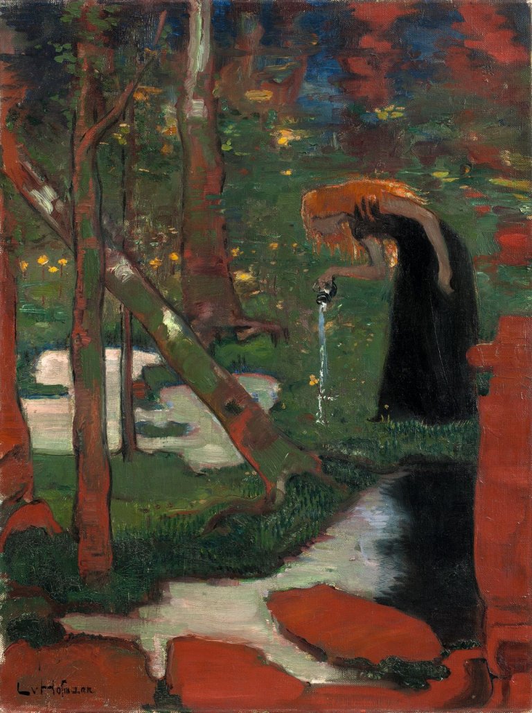 Auf diesem Bild ist das folgende Kunstwerk zu sehen: Ludwig von Hofmann. Märchengarten. (Vor) 1893.