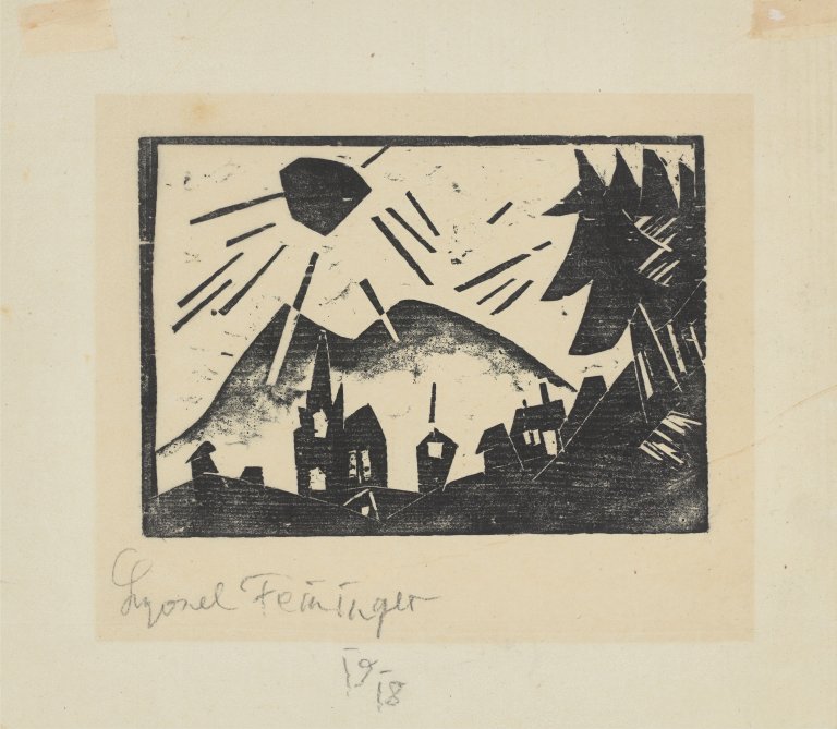Auf diesem Bild ist das folgende Kunstwerk zu sehen: Lyonel Feininger. „Gebirgsdorf“. 1918.