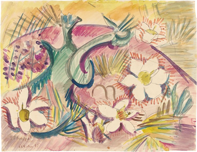 Auf diesem Bild ist das folgende Kunstwerk zu sehen: Ernst Ludwig Kirchner. Pelzanemonen. 1925.