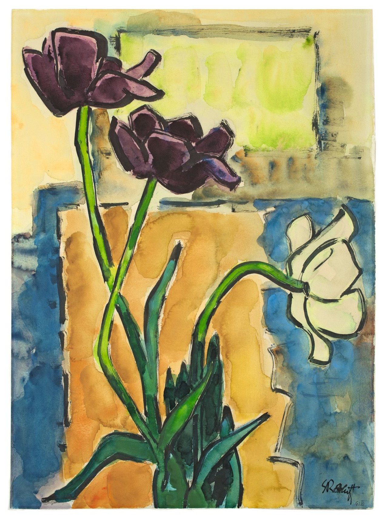 Auf diesem Bild ist das folgende Kunstwerk zu sehen: Karl Schmidt-Rottluff. Tulpen. 1961.
