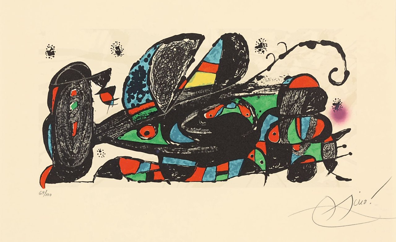 Auf diesem Bild ist das folgende Kunstwerk zu sehen: Joan Miró. Aus: „Texte von James Johnson Sweeney (auf Persisch)“. 1974.