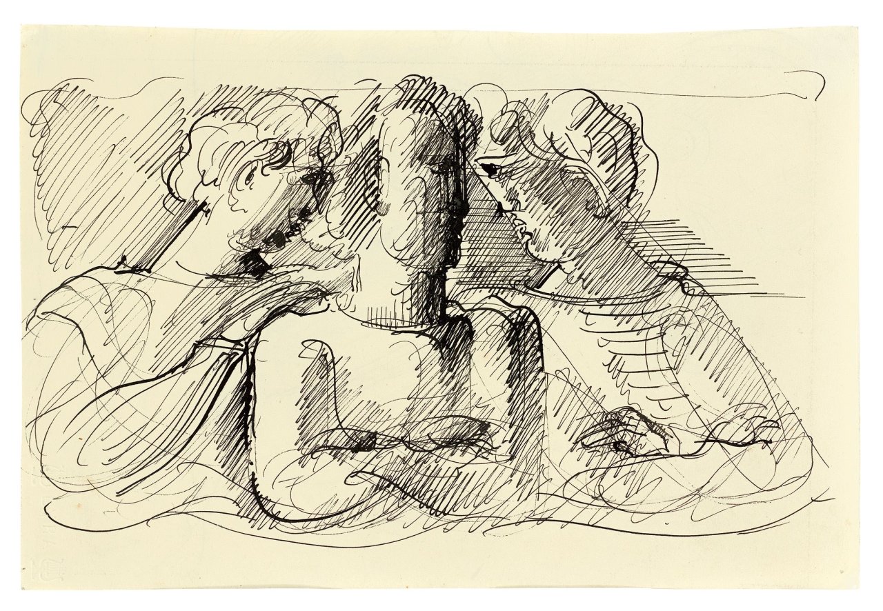 This picture shows the following artwork: Oskar Schlemmer. „Unterhaltung der Drei“. 1935.