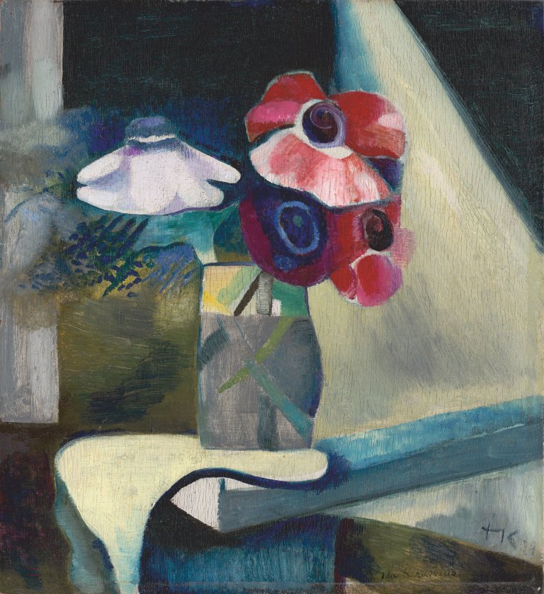Auf diesem Bild ist das folgende Kunstwerk zu sehen: Ida Kerkovius. Stillleben mit Anemonen. 1924.