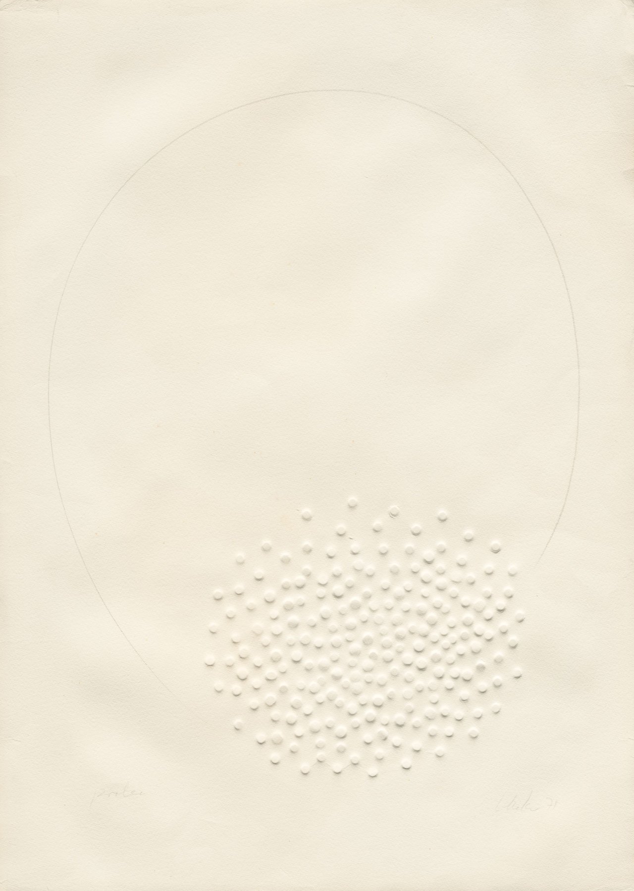 Auf diesem Bild ist das folgende Kunstwerk zu sehen: Günther Uecker. „Hommage à Fontana“. 1974.