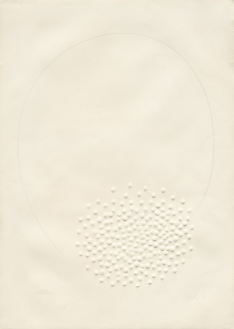 Auf diesem Bild ist das folgende Kunstwerk zu sehen: Günther Uecker. „Hommage à Fontana“. 1974.