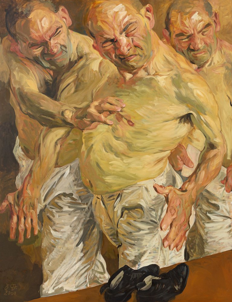 Auf diesem Bild ist das folgende Kunstwerk zu sehen: Johannes Grützke. Selbstbildnis. 2000.