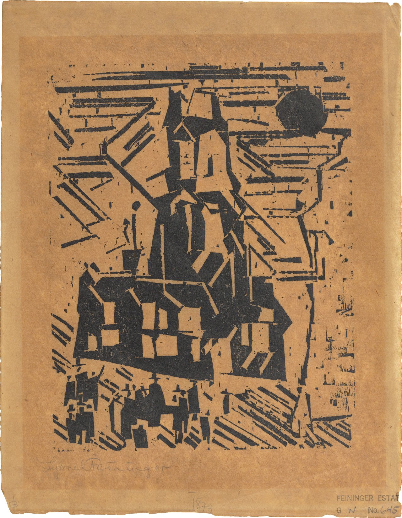This picture shows the following artwork: Lyonel Feininger. ”Rathausplatz”. 1918.