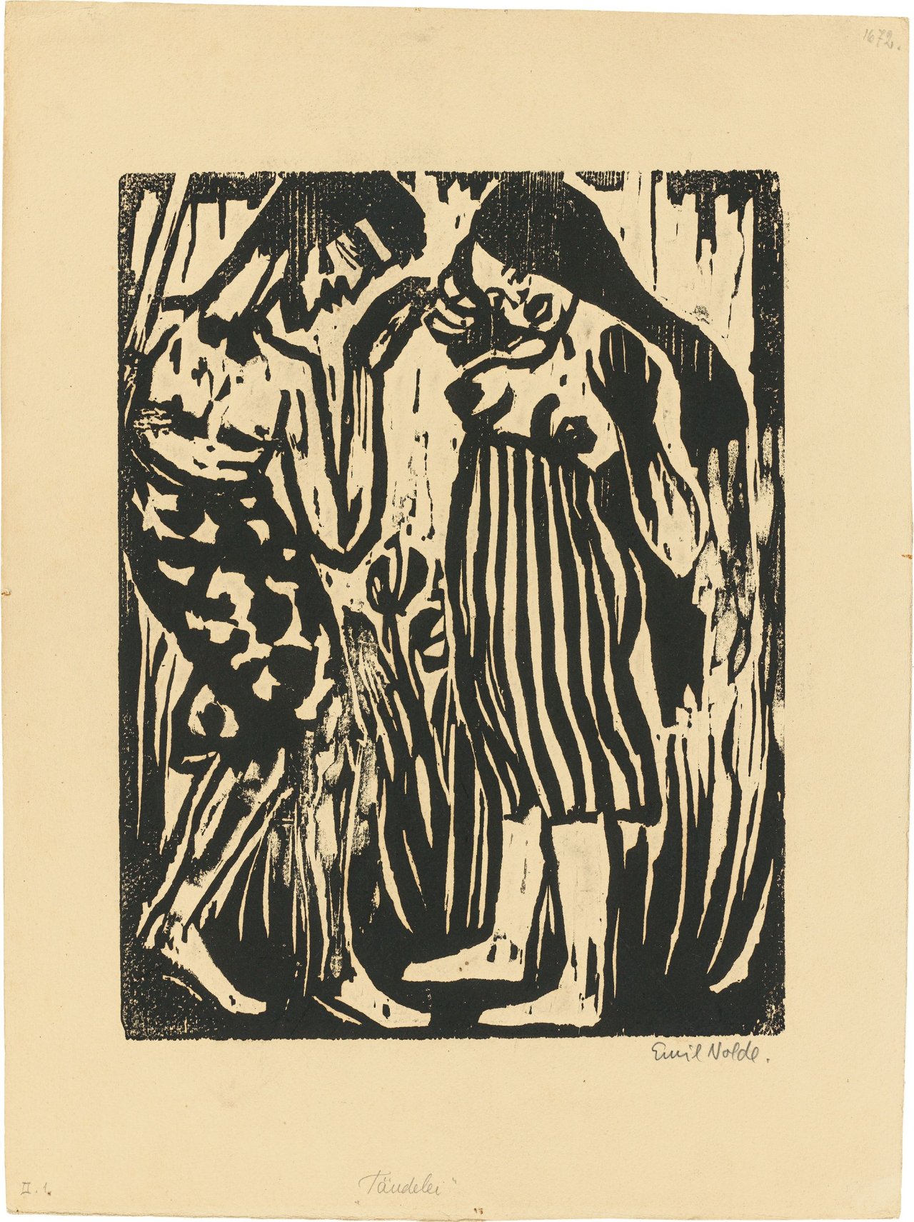 This picture shows the following artwork: Emil Nolde. ”Tändelei”. 1917.