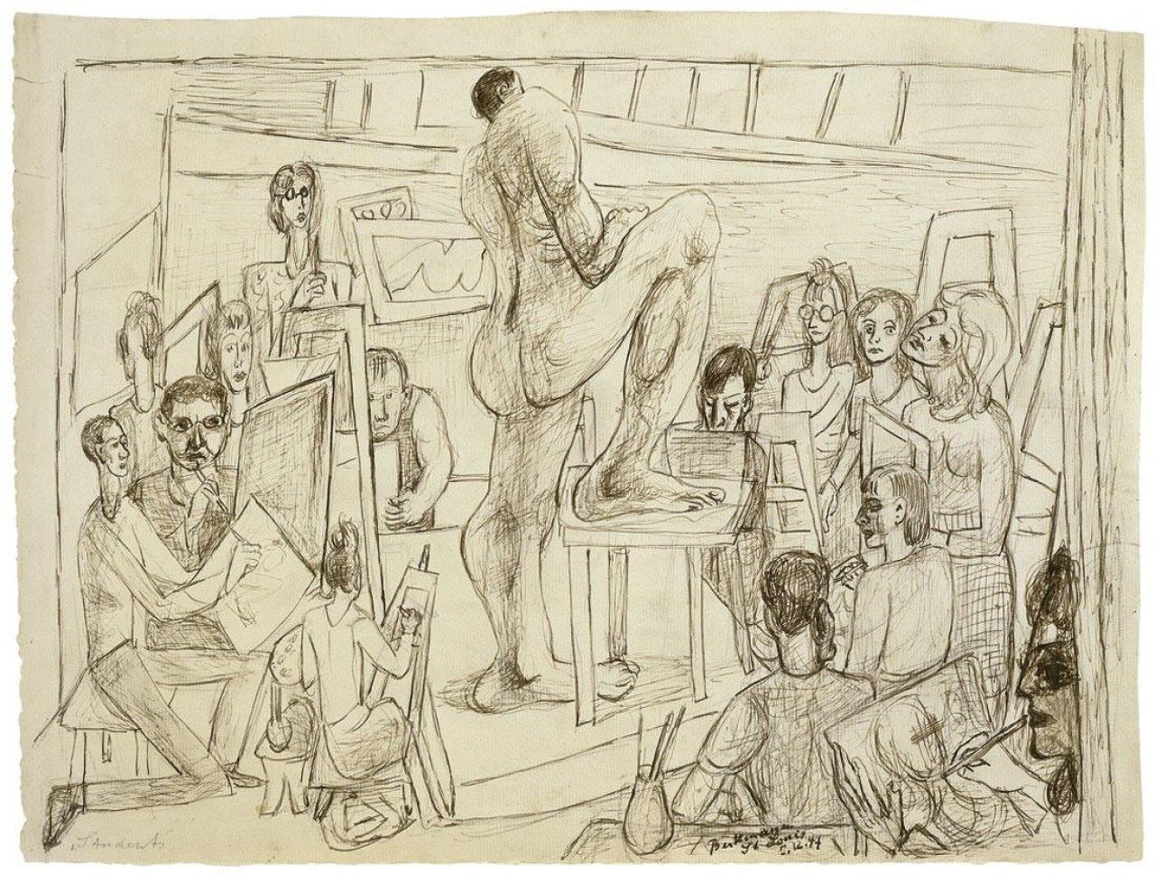 Auf diesem Bild ist das folgende Kunstwerk zu sehen: Max Beckmann. „Students“. 1947.
