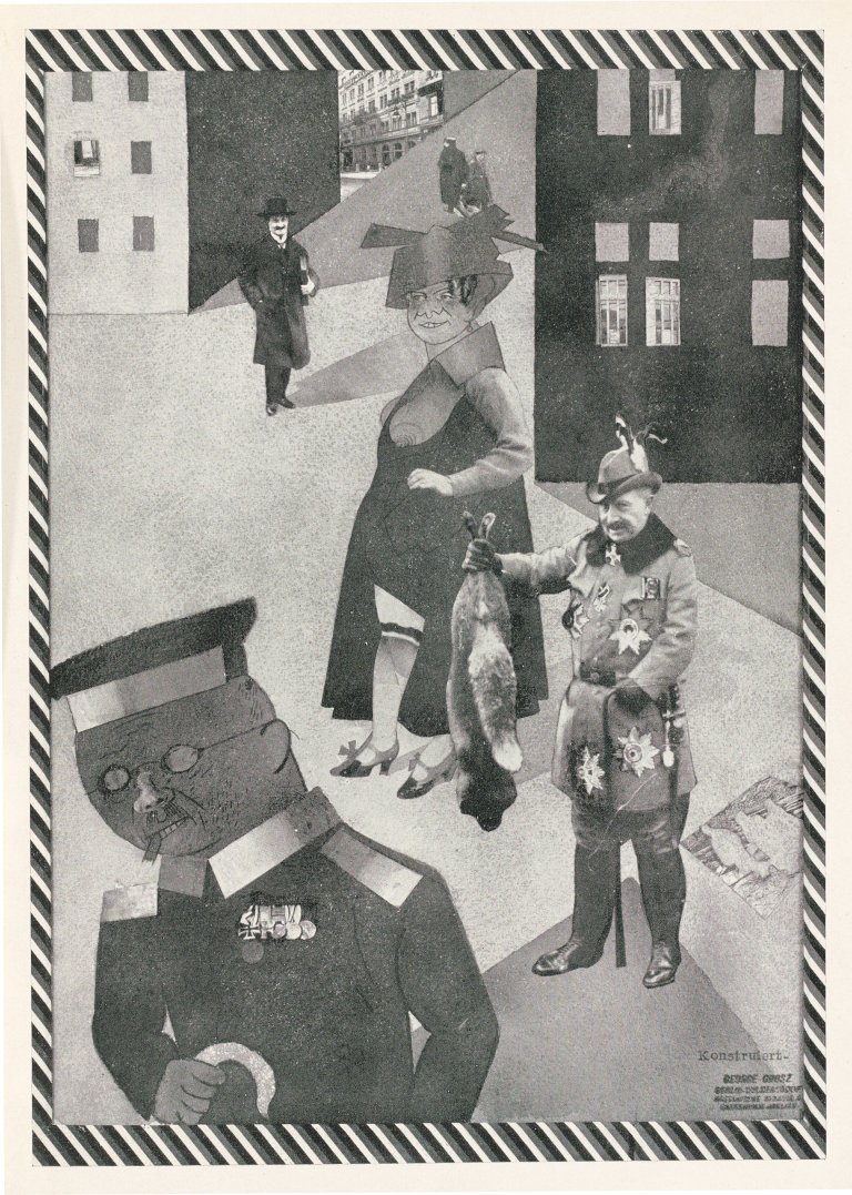 Auf diesem Bild ist das folgende Kunstwerk zu sehen: George Grosz. „Mit Pinsel und Schere. 7 Materialisationen“. 1922.