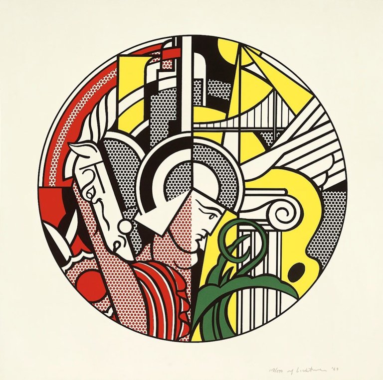 Auf diesem Bild ist das folgende Kunstwerk zu sehen: Roy Lichtenstein. „The Solomon R. Guggenheim Museum Poster“. 1969.