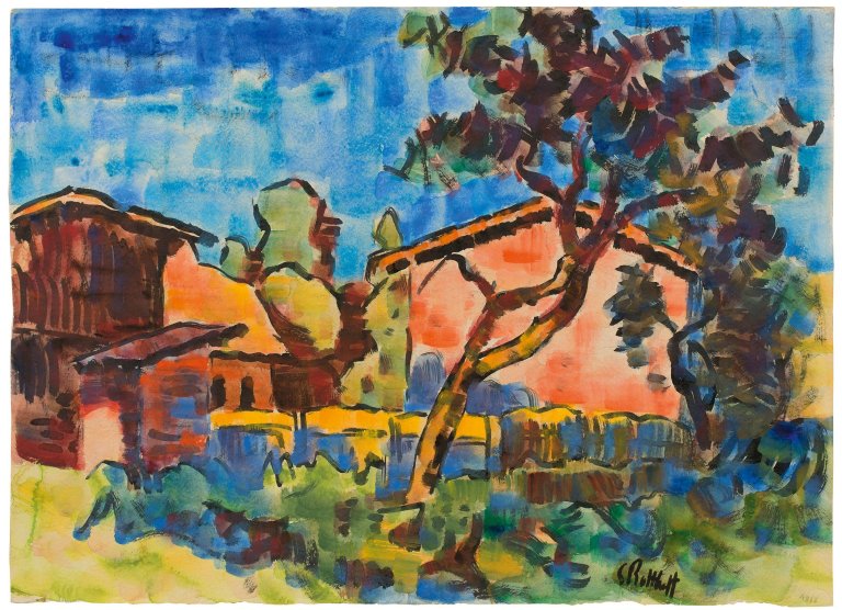 Auf diesem Bild ist das folgende Kunstwerk zu sehen: Karl Schmidt-Rottluff. „Eicks Hof“. 1943.