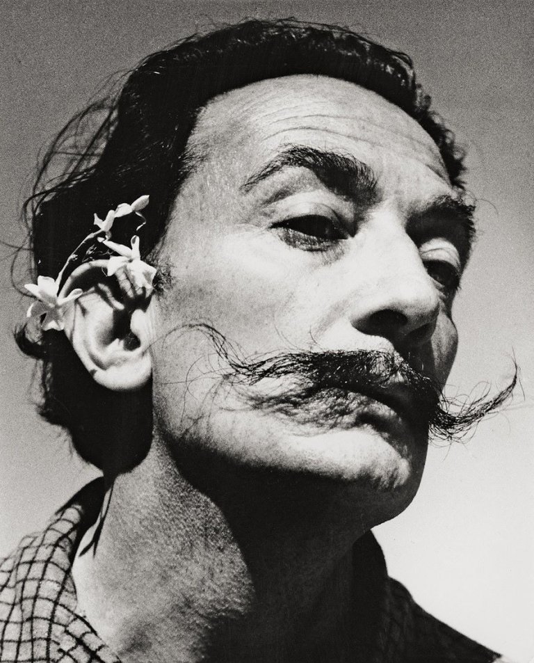 Auf diesem Bild ist das folgende Kunstwerk zu sehen: Liselotte Strelow. „Salvador Dali mit 'Nietzsche'-Bart“. 1953.