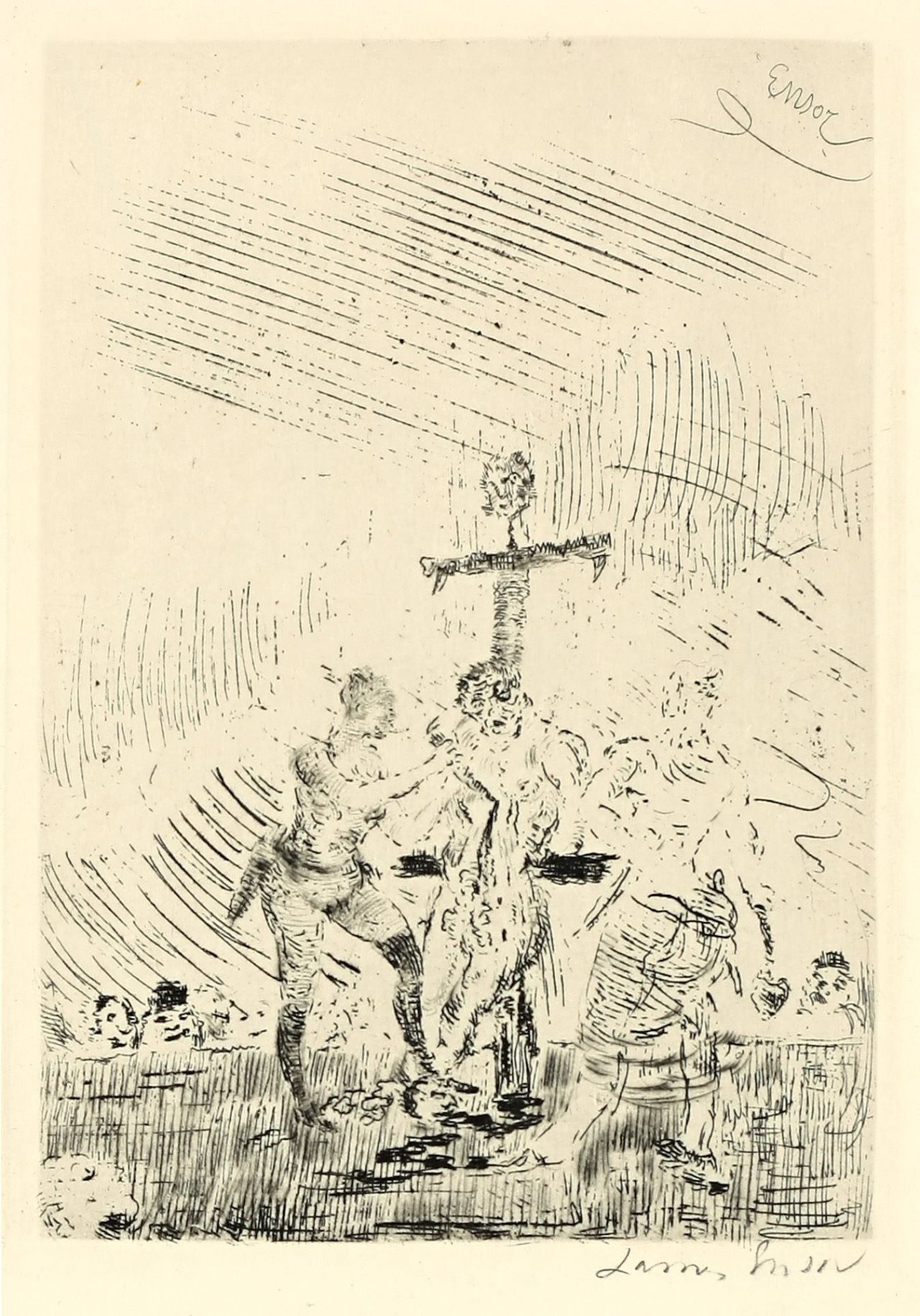 Auf diesem Bild ist das folgende Kunstwerk zu sehen: James Ensor. „Flaying a convict“. 1888.