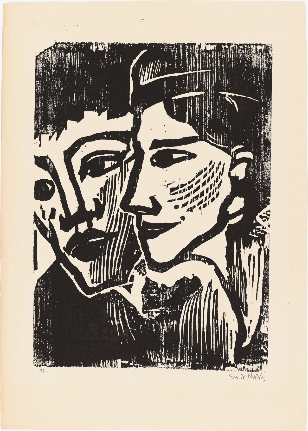 This picture shows the following artwork: Emil Nolde. ”Doppelbildnis”. 1937.