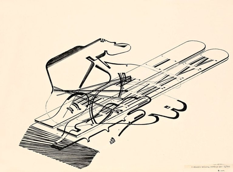 Auf diesem Bild ist das folgende Kunstwerk zu sehen: Johannes Molzahn. Studie zu: Rule and Measure. 1949.