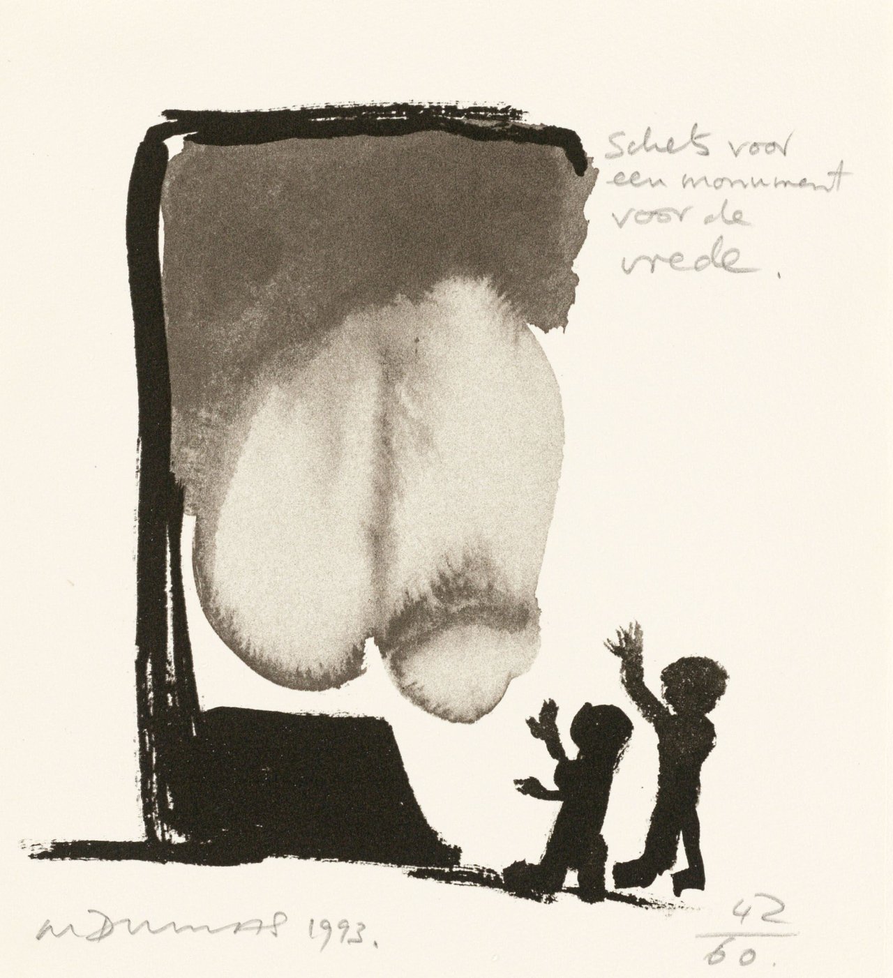 Auf diesem Bild ist das folgende Kunstwerk zu sehen: Marlene Dumas. „Schets voor een monument voor de vrede“. 1993.