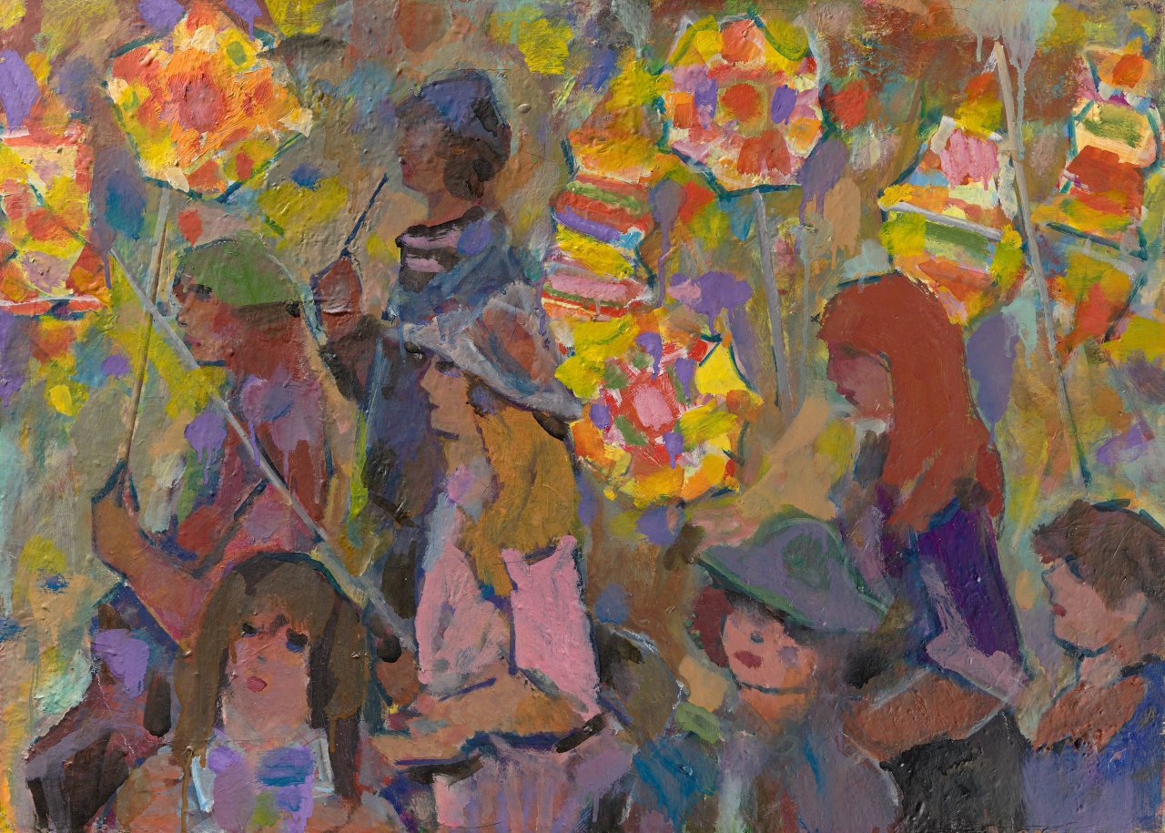 Auf diesem Bild ist das folgende Kunstwerk zu sehen: Willy Robert Huth. „Laterne - Laterne“. 1960.