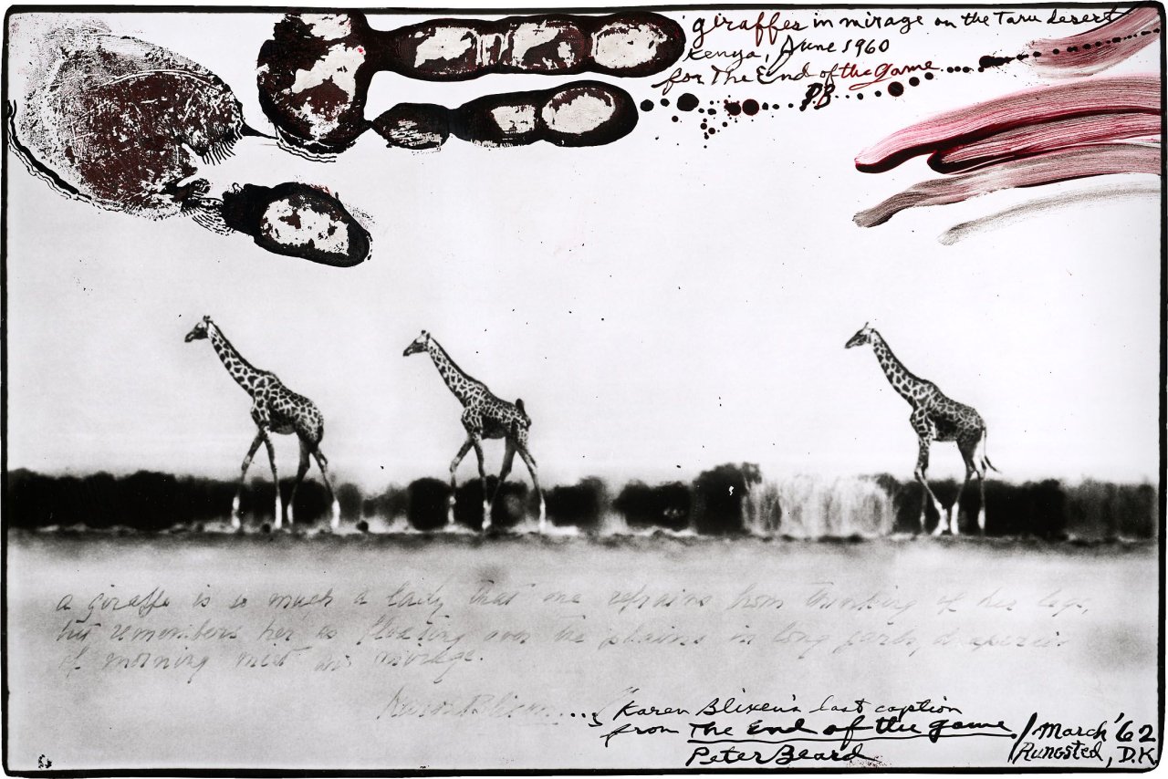 Auf diesem Bild ist das folgende Kunstwerk zu sehen: Peter Beard. „giraffes in mirage on the Taru desert, Kenya“. 1960.