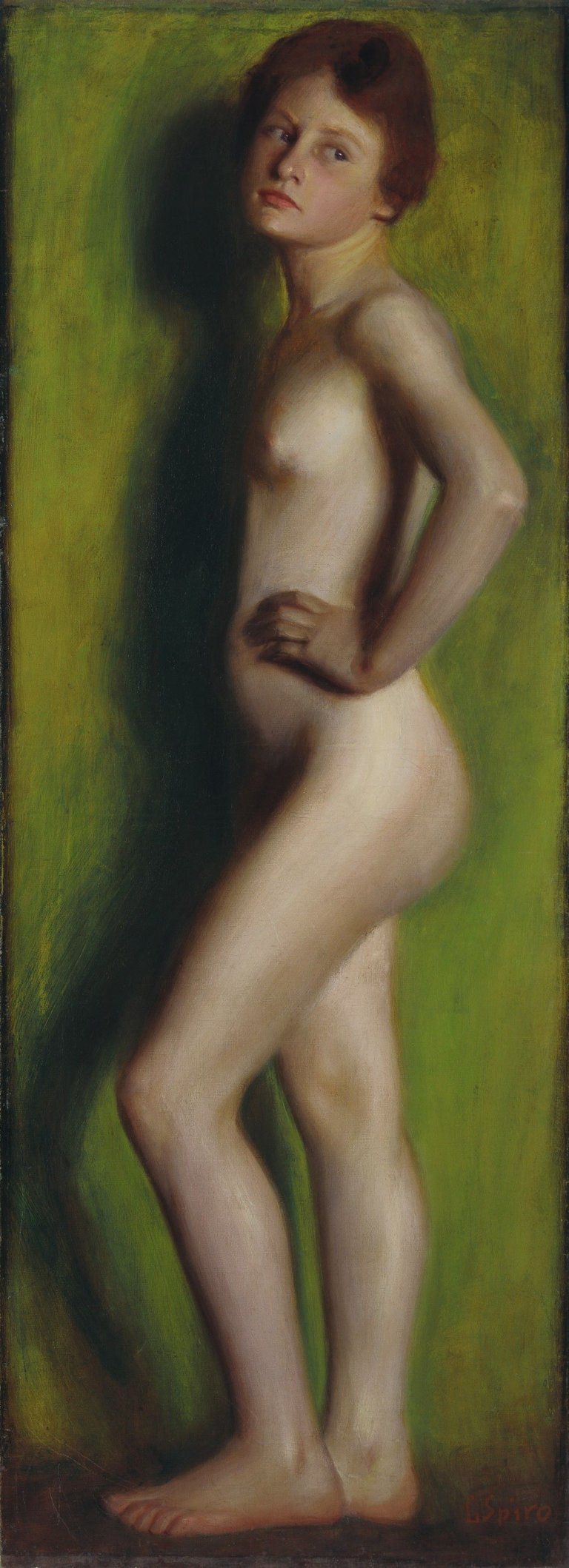 Auf diesem Bild ist das folgende Kunstwerk zu sehen: Eugen Spiro. „Stehender weiblicher Akt“. 1896.