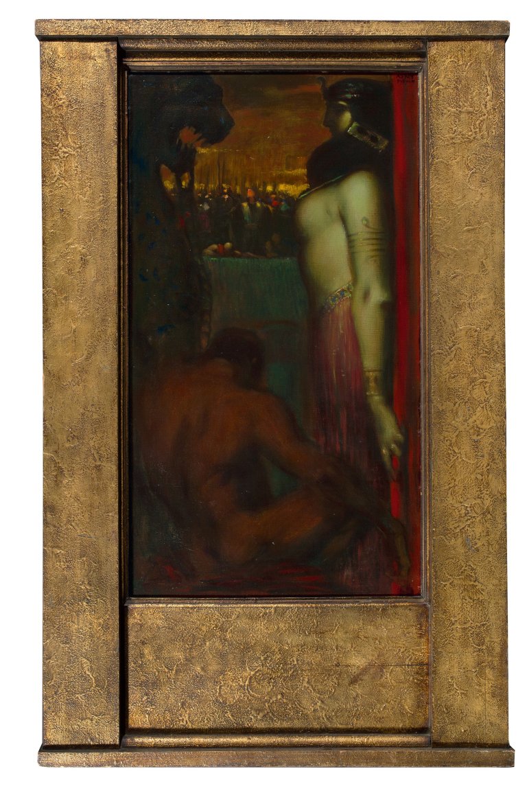 Auf diesem Bild ist das folgende Kunstwerk zu sehen: Adolf Frey-Moock. Simson und Delila.