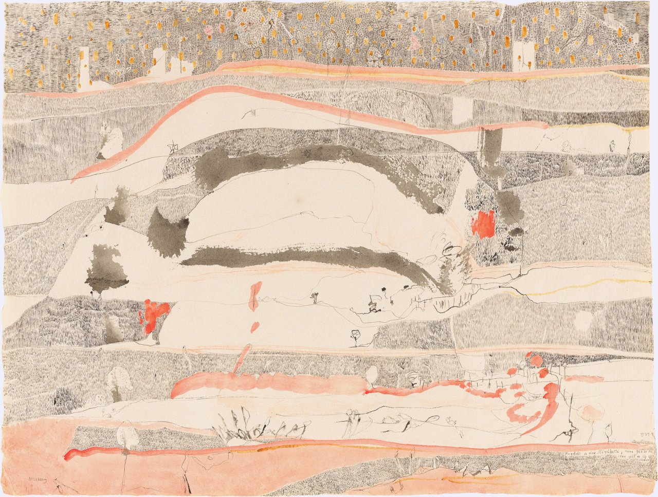 This picture shows the following artwork: Gerhard Altenbourg. ”Verzückt in eine Hügelkette; wann gab es sie, wann gibt es sie wieder”. 1977.