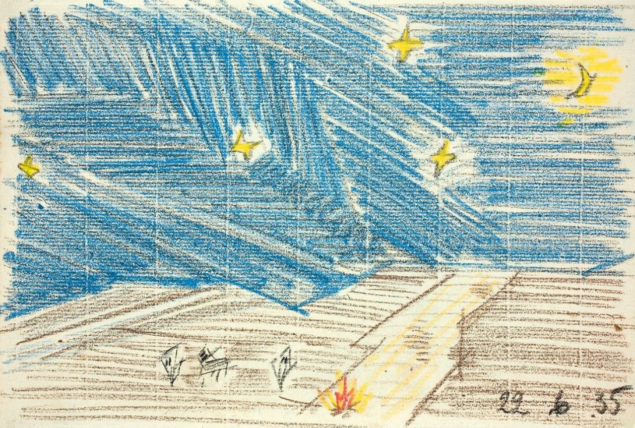 Auf diesem Bild ist das folgende Kunstwerk zu sehen: Lyonel Feininger. Ohne Titel. 1935.
