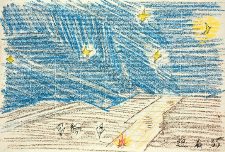 Auf diesem Bild ist das folgende Kunstwerk zu sehen: Lyonel Feininger. Ohne Titel. 1935.