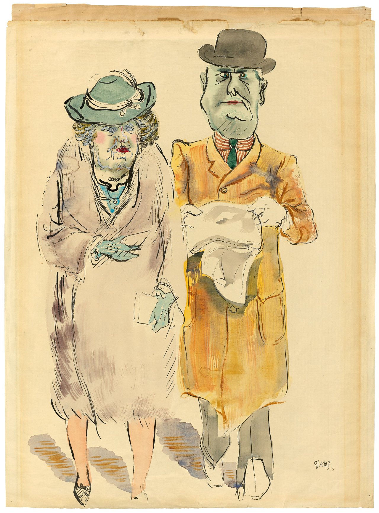 Auf diesem Bild ist das folgende Kunstwerk zu sehen: George Grosz. „Solid citizens - American couple, New York“. 1934.