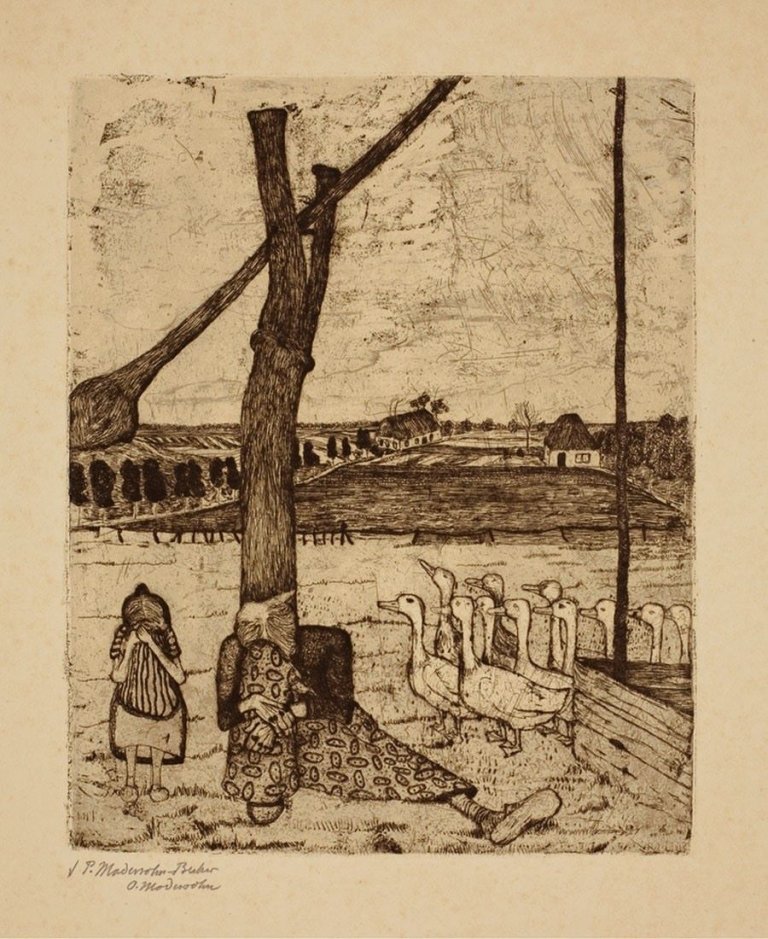 This picture shows the following artwork: Paula Modersohn-Becker. „Die Gänsemagd“. 1899.