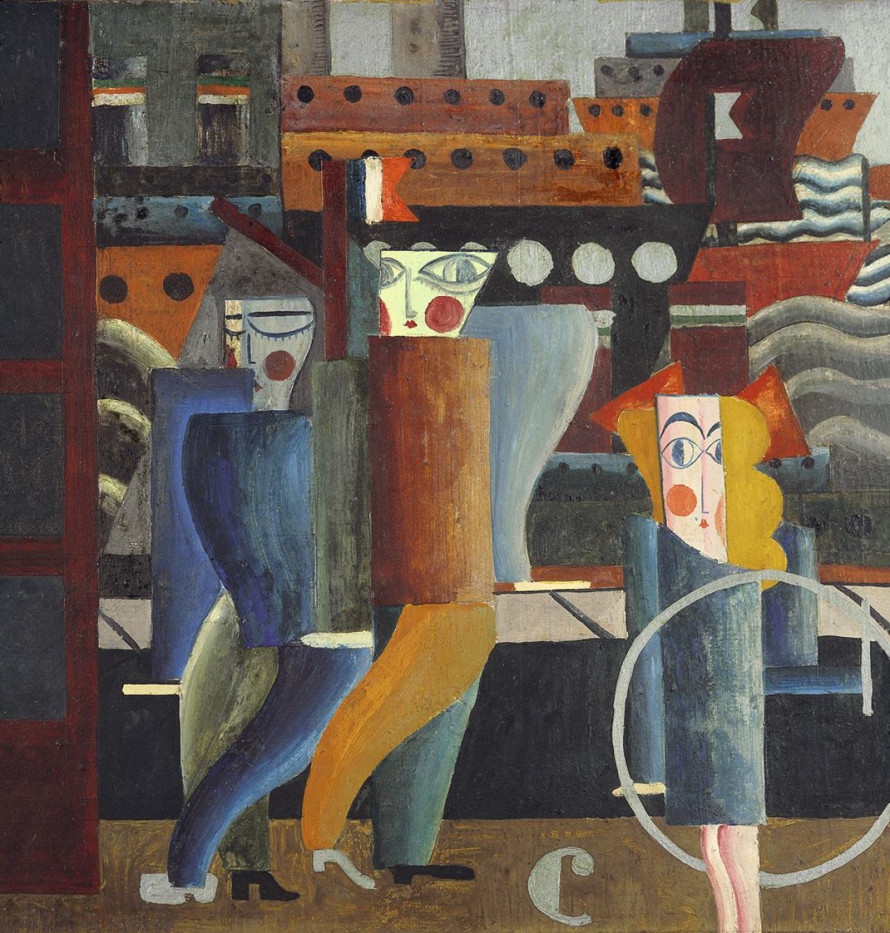 Auf diesem Bild ist das folgende Kunstwerk zu sehen: Sascha Wiederhold. St. Pauli Landungsbrücke. 1924.