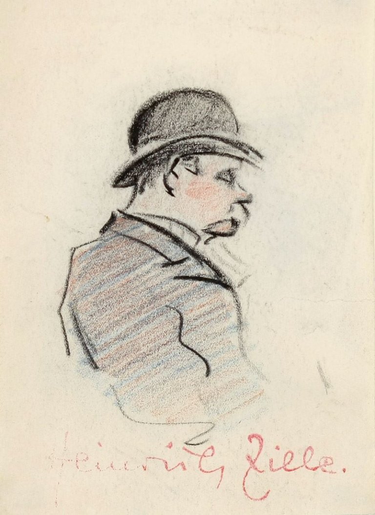 Auf diesem Bild ist das folgende Kunstwerk zu sehen: Heinrich Zille. Mann mit Melone.