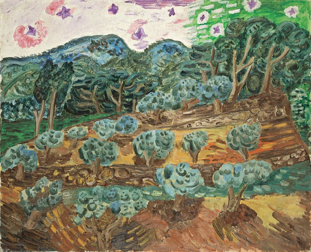 Auf diesem Bild ist das folgende Kunstwerk zu sehen: Werner Gilles. Olivenhain. 1927.
