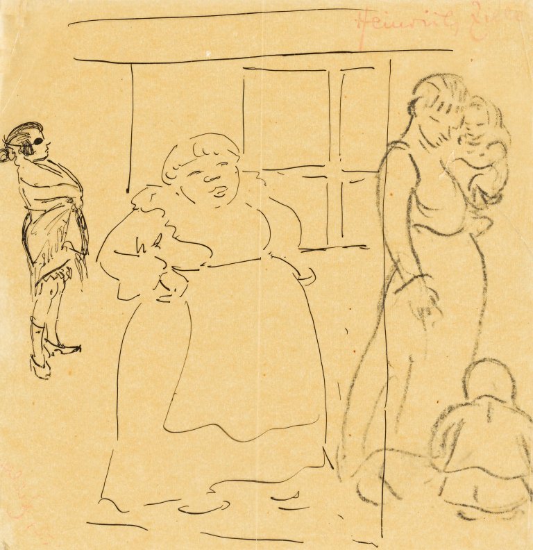 Auf diesem Bild ist das folgende Kunstwerk zu sehen: Heinrich Zille. Frauen und Kind. Um 1910.