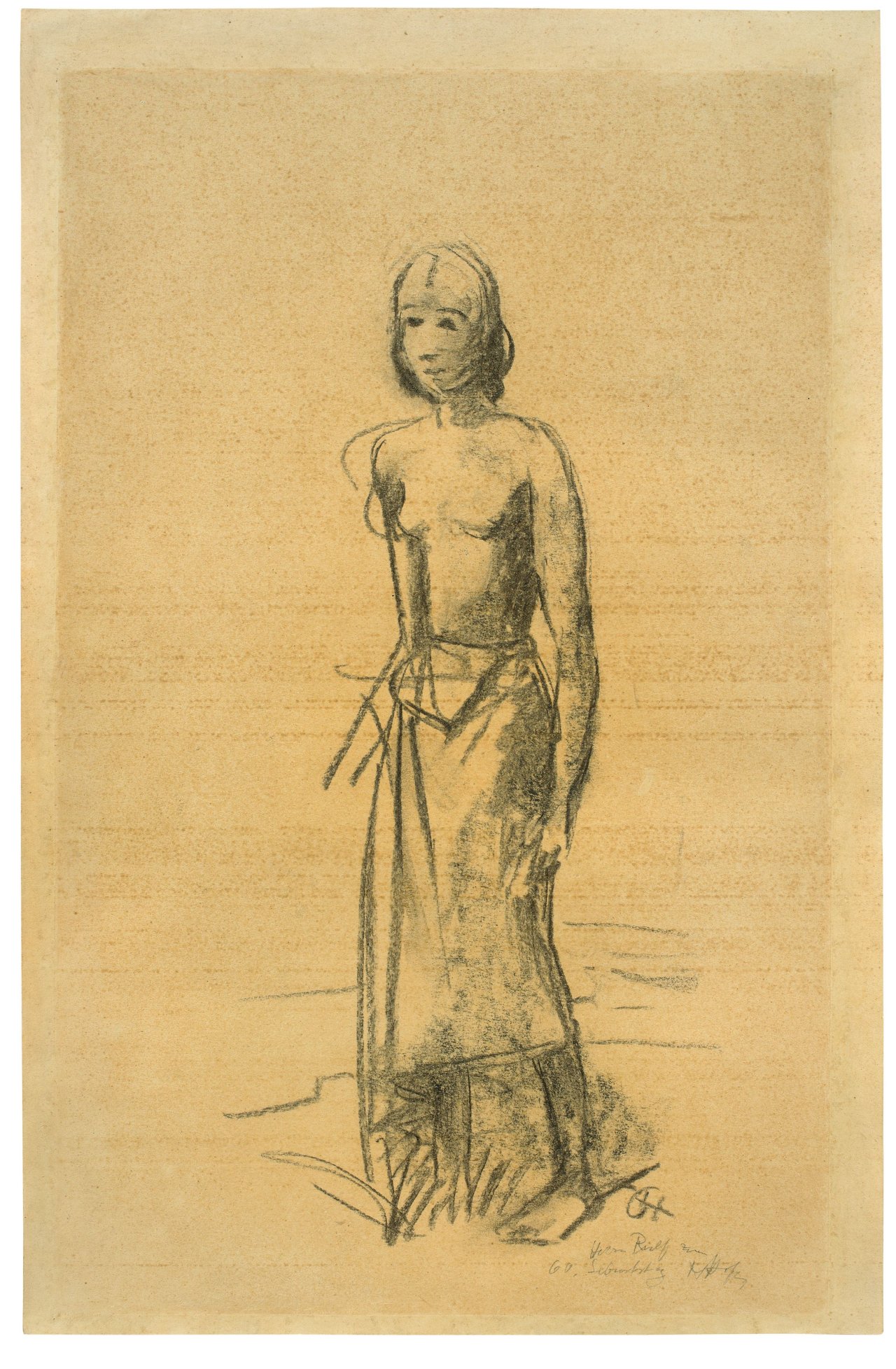 Auf diesem Bild ist das folgende Kunstwerk zu sehen: Karl Hofer. Stehende Frau. (Vor) 1949.
