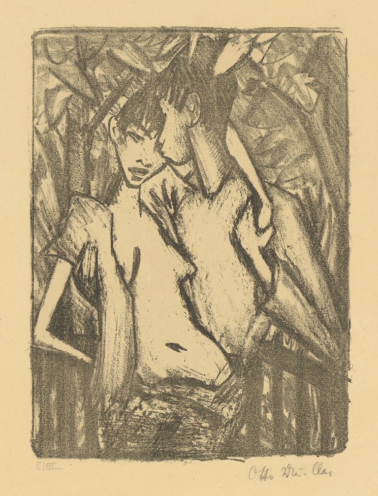 Auf diesem Bild ist das folgende Kunstwerk zu sehen: Otto Mueller. „Zigeuner-Liebespaar 2“. 1921-22.