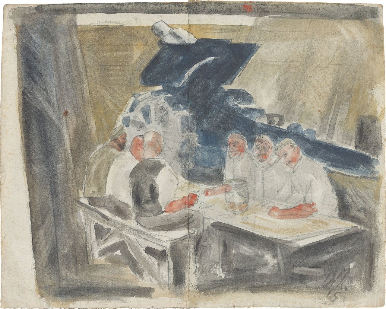 Auf diesem Bild ist das folgende Kunstwerk zu sehen: Otto Dix. „Im Unterstand“. 1915.