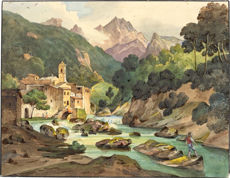 Auf diesem Bild ist das folgende Kunstwerk zu sehen: Ernst Fries. Furno bei Massa. 1825.