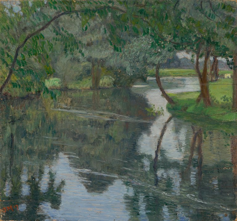 Auf diesem Bild ist das folgende Kunstwerk zu sehen: Otto Modersohn. Flusslandschaft. 1917.