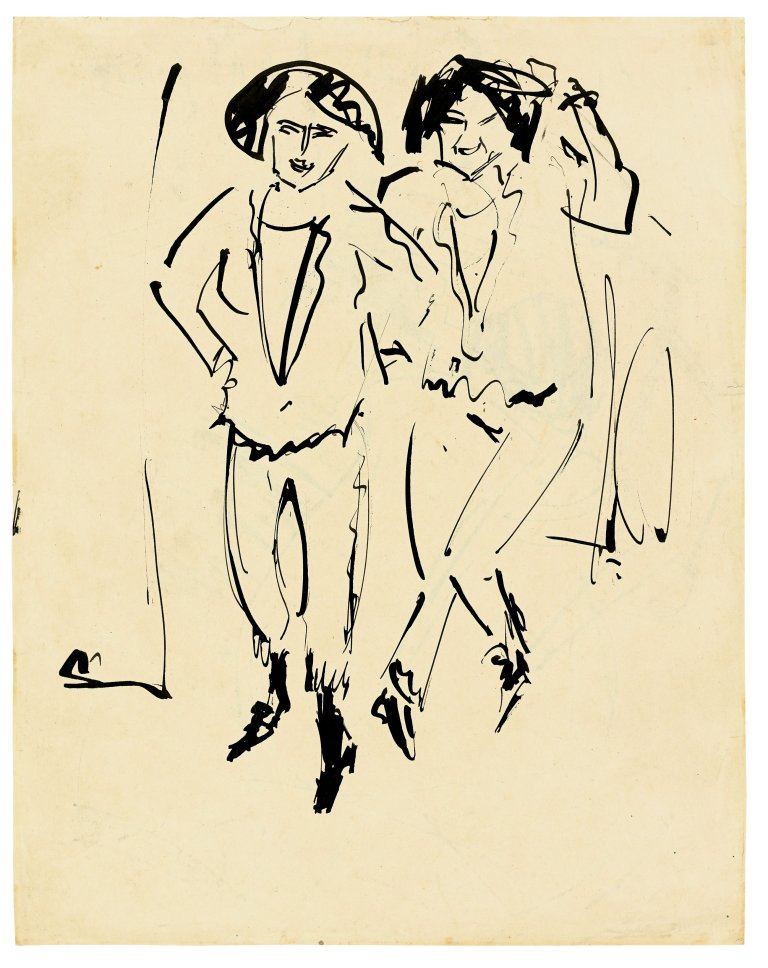 Auf diesem Bild ist das folgende Kunstwerk zu sehen: Ernst Ludwig Kirchner. Zwei Tänzerinnen. 1910.