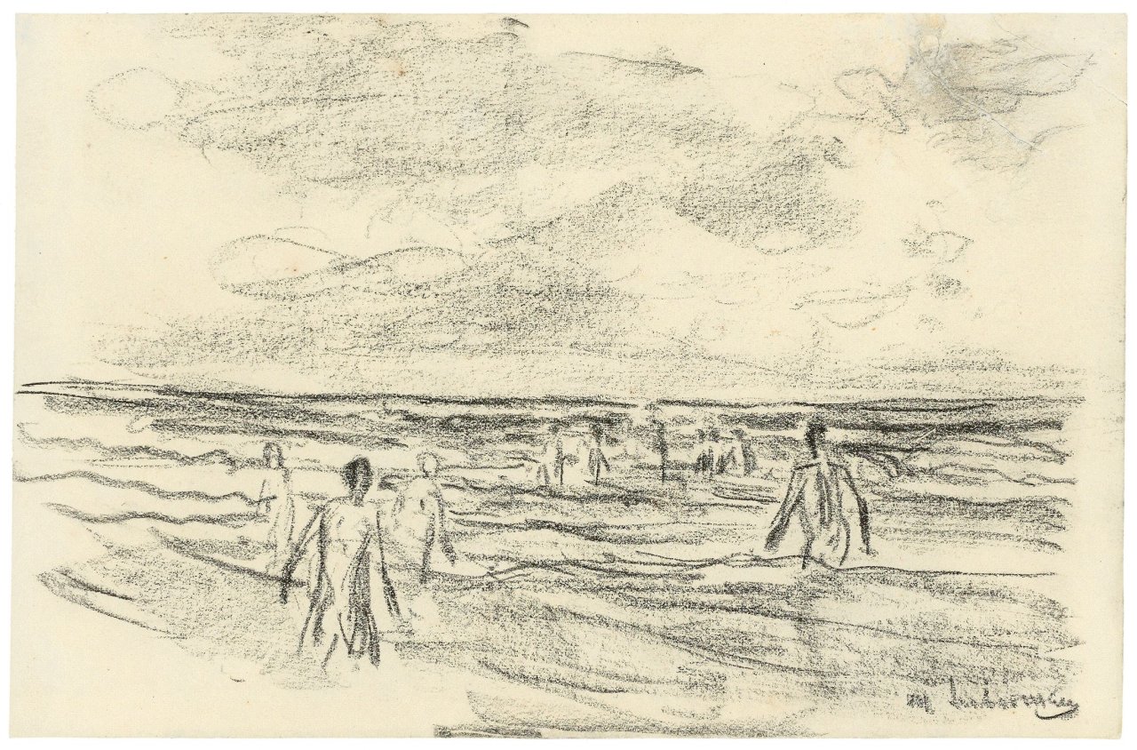 This picture shows the following artwork: Max Liebermann. Badende im Meer. Circa 1910.