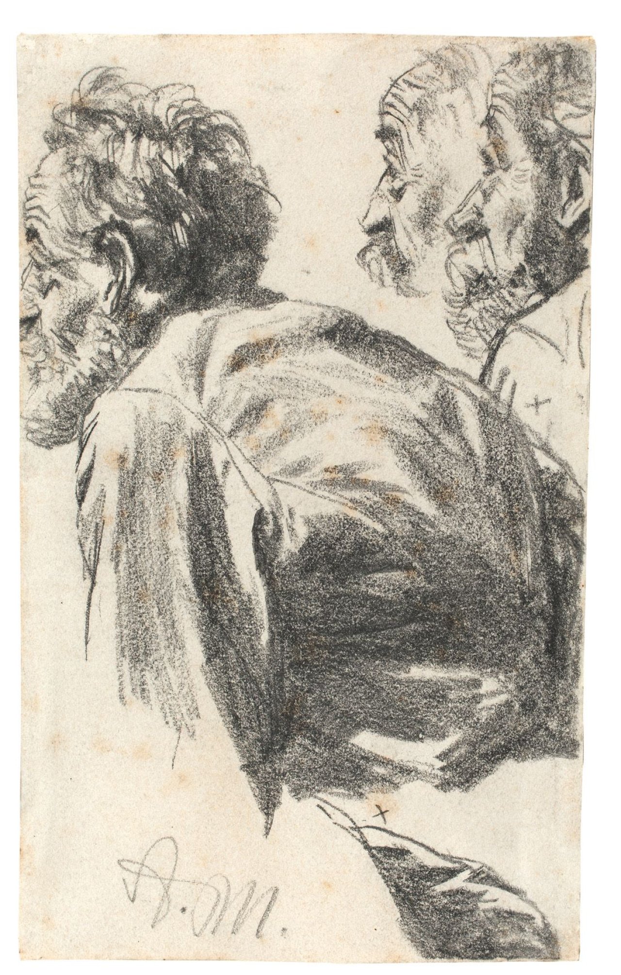 Auf diesem Bild ist das folgende Kunstwerk zu sehen: Adolph Menzel. Bärtiger Mann nach links (Studienblatt).