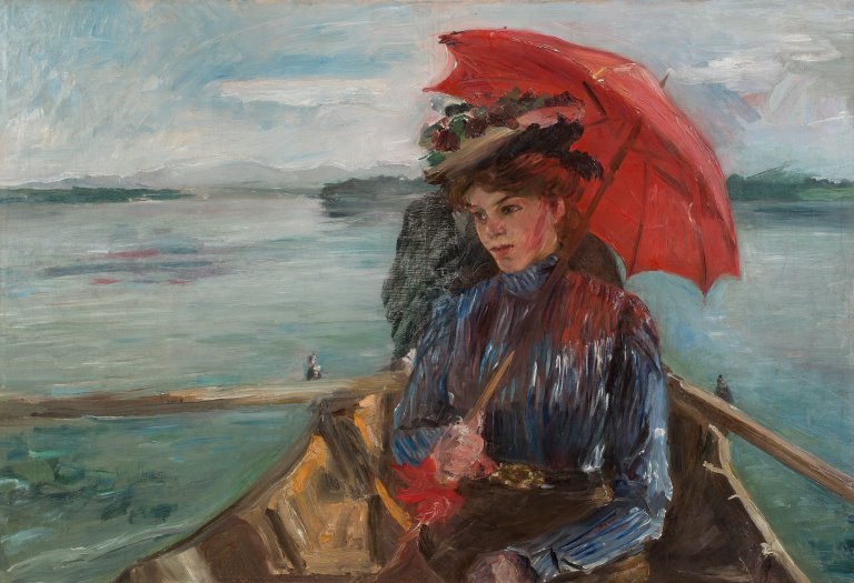 This picture shows the following artwork: Lovis Corinth. „Fräulein Heck“ (Im Boot auf dem Starnberger See). 1897.