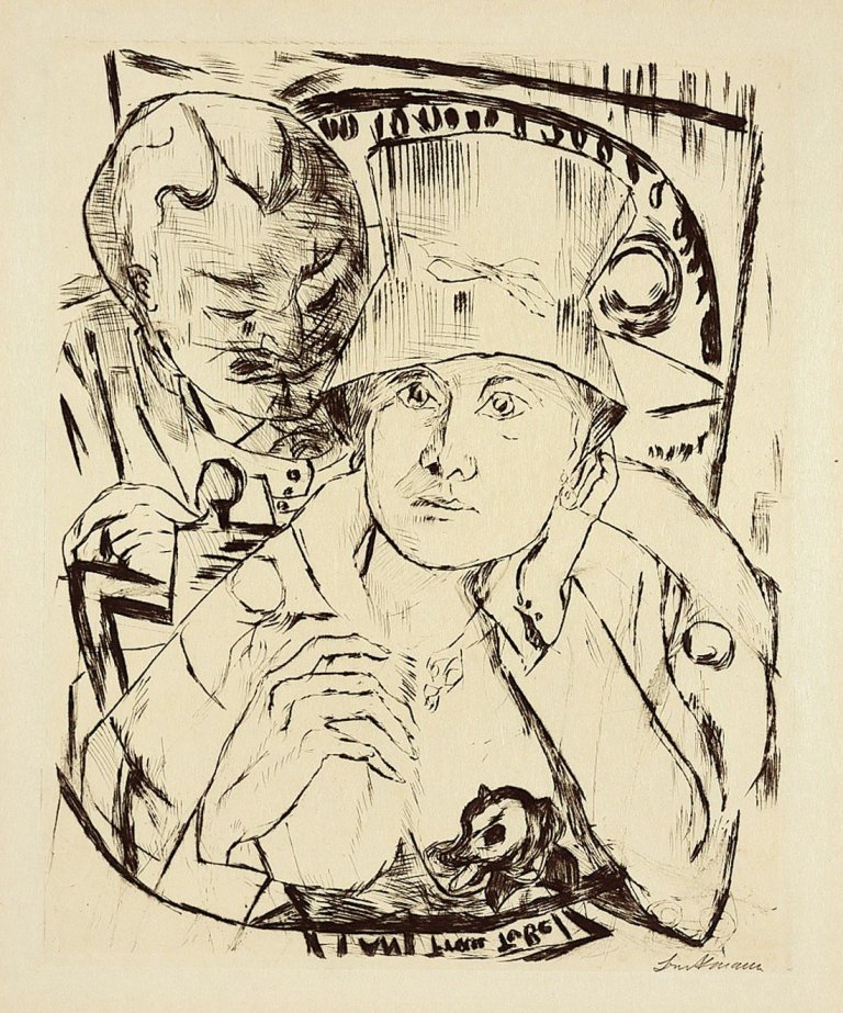 Auf diesem Bild ist das folgende Kunstwerk zu sehen: Max Beckmann. „Theaterloge“. 1918.