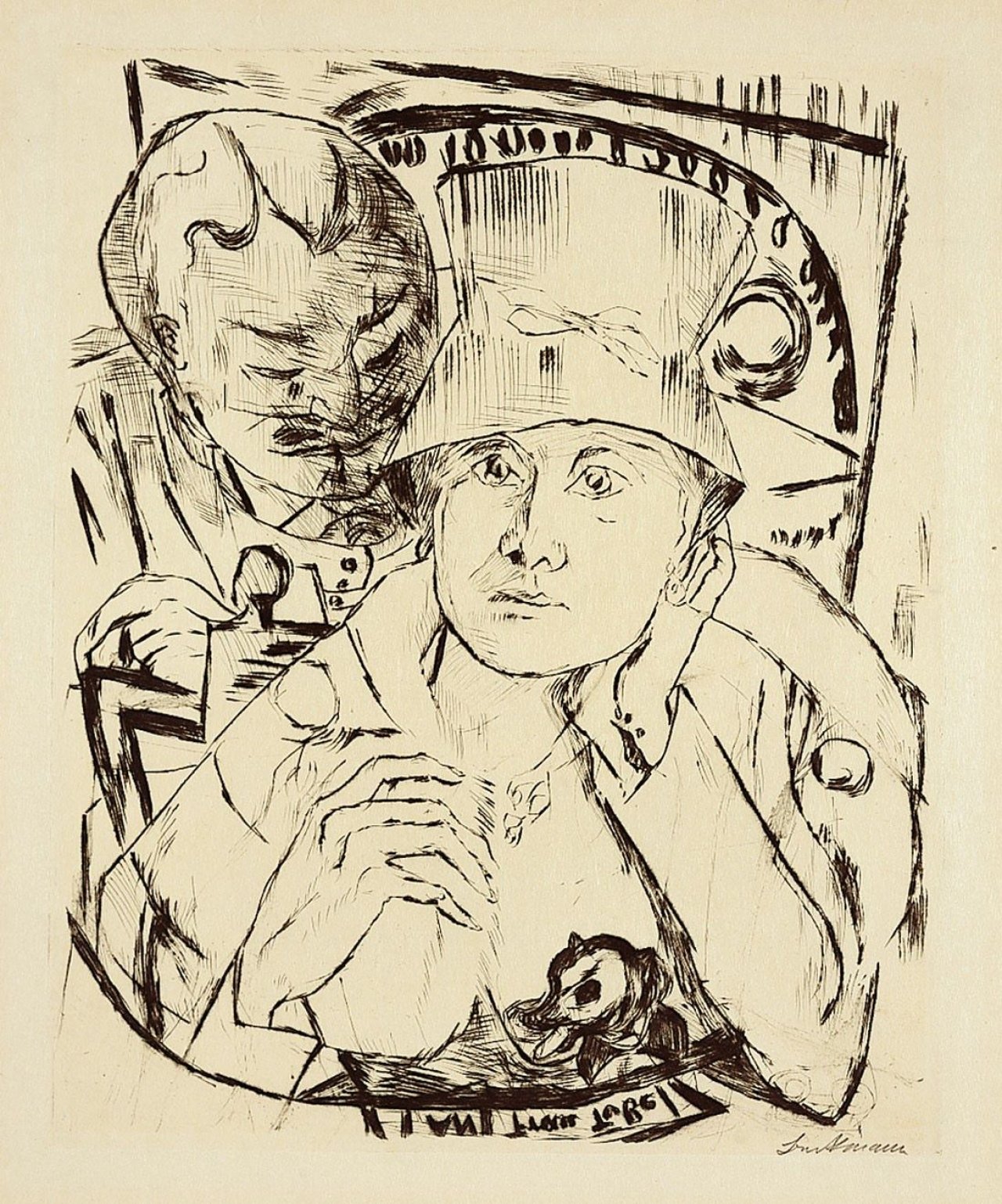 Auf diesem Bild ist das folgende Kunstwerk zu sehen: Max Beckmann. „Theaterloge“. 1918.
